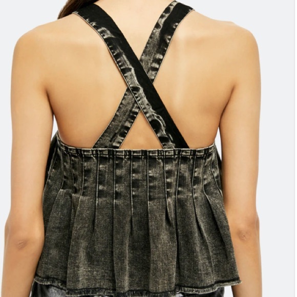 Free People black Marina denim top Medium NWT - Picture 2 of 12